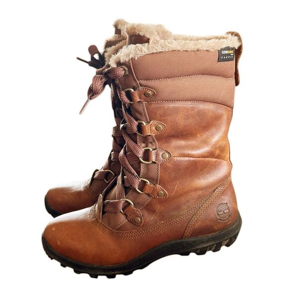 TIMBERLAND MOUNT HOPE MID WATERPROOF SNOW BOOTS Brown Leather size 7 - Picture 2 of 9